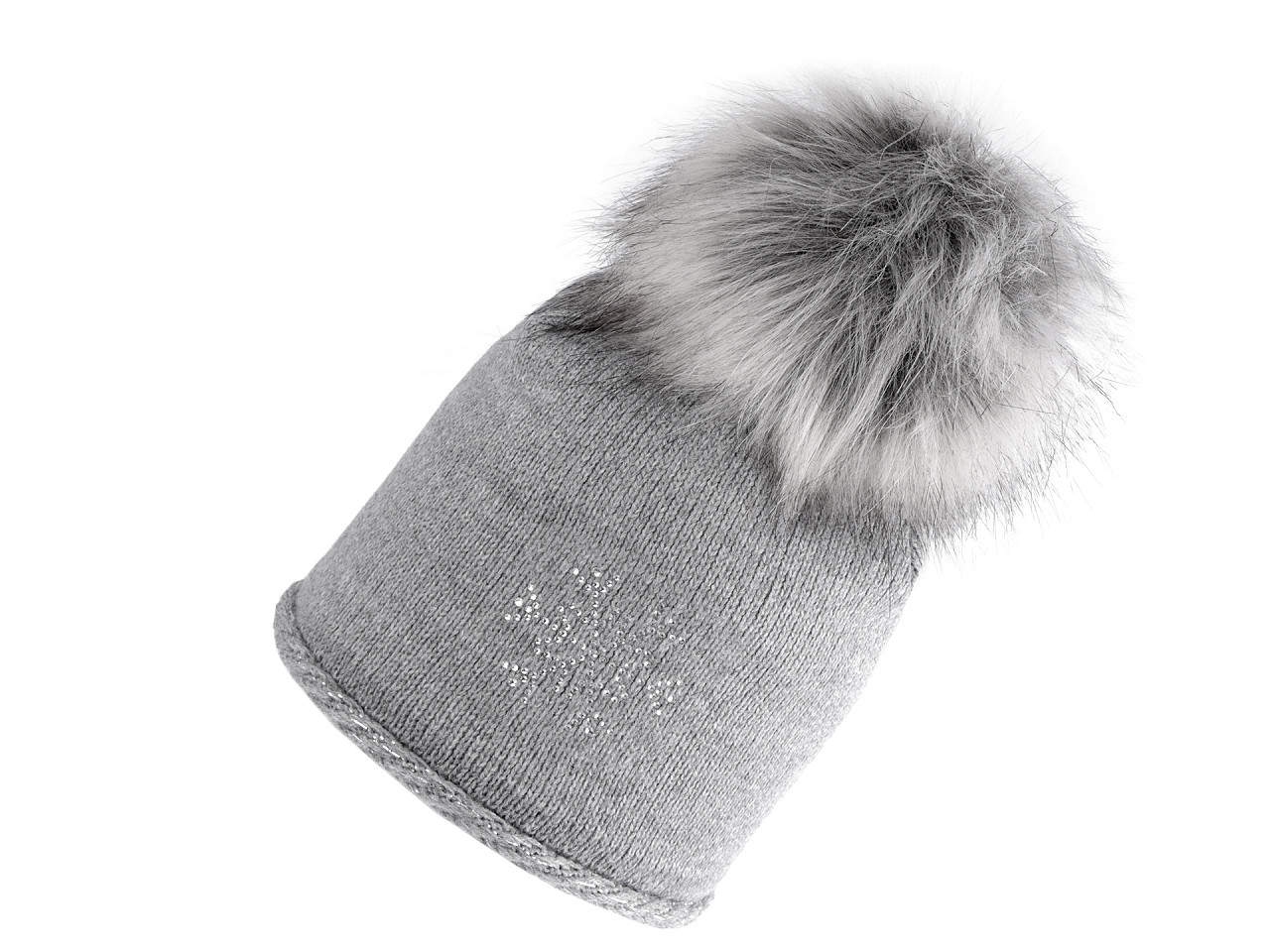 Women's / girls' winter hat with a pompom Capu, light grey, 1 pc