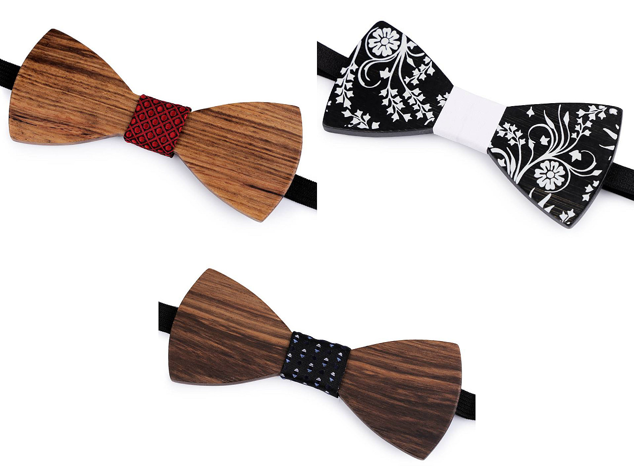 Dřevěný motýlek, velké, 8 černá bílá