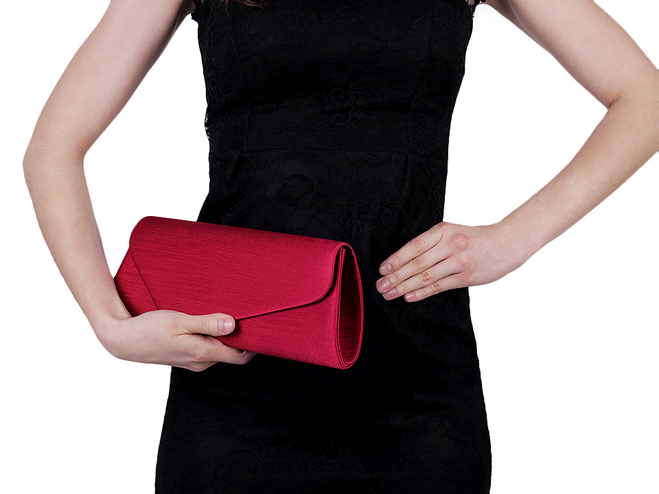 Handbag - satin clutch with ribbed texture, powder, 1 pc