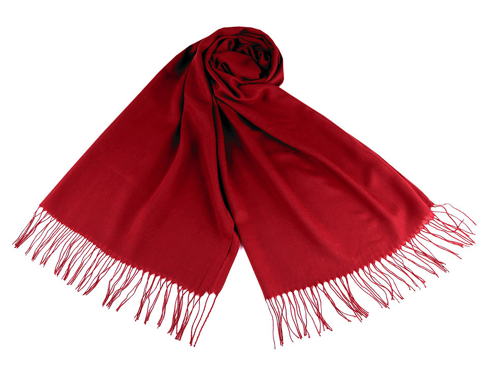 Einfarbiger Schal mit Fransen 70x180 cm, rot, 1 Stk.