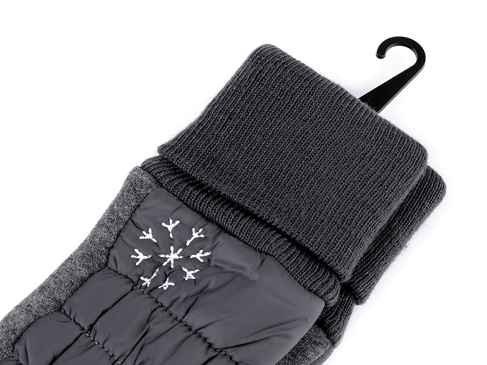 Womens quilted snowflake gloves, gray, 1 pair