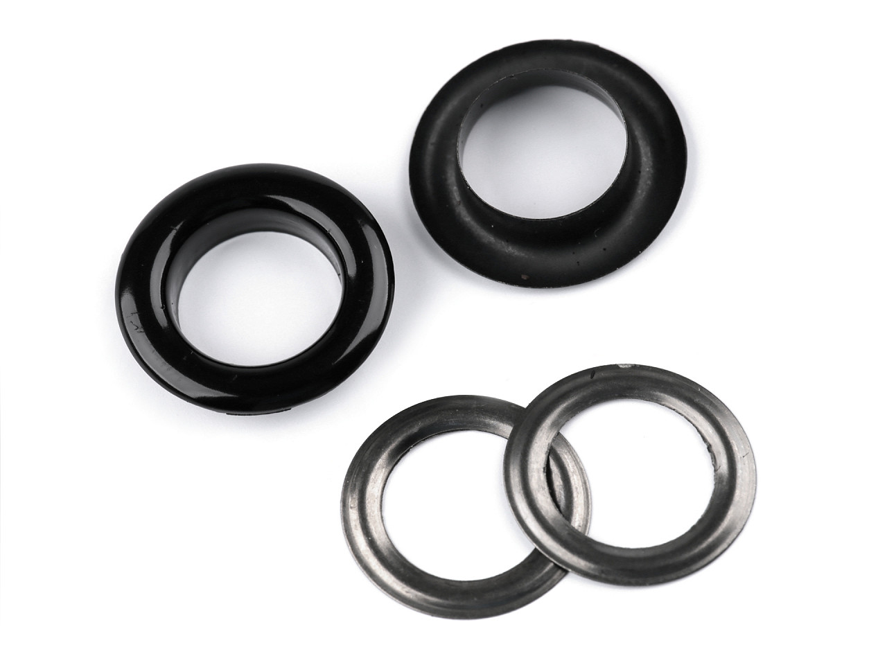 Ösen mit Scheibe innen Ø10 mm / außen Ø16 mm, schwarz lackiert, 50 Paar