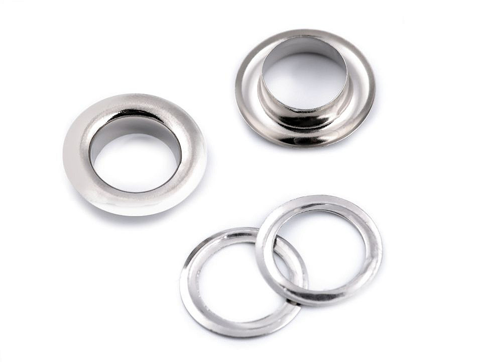 Grommets with washer inner Ø10 mm / outer Ø16 mm, nickel, 50 pairs