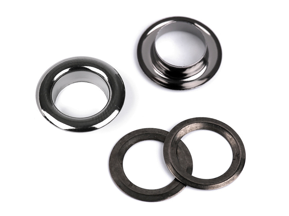 Ösen mit Scheibe innen Ø10 mm / außen Ø16 mm, Nickel schwarz, 50 Paar