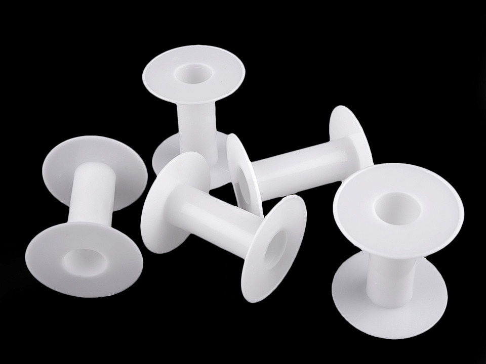 Plastic bobbin 6x6,6 cm, white, 20 pcs