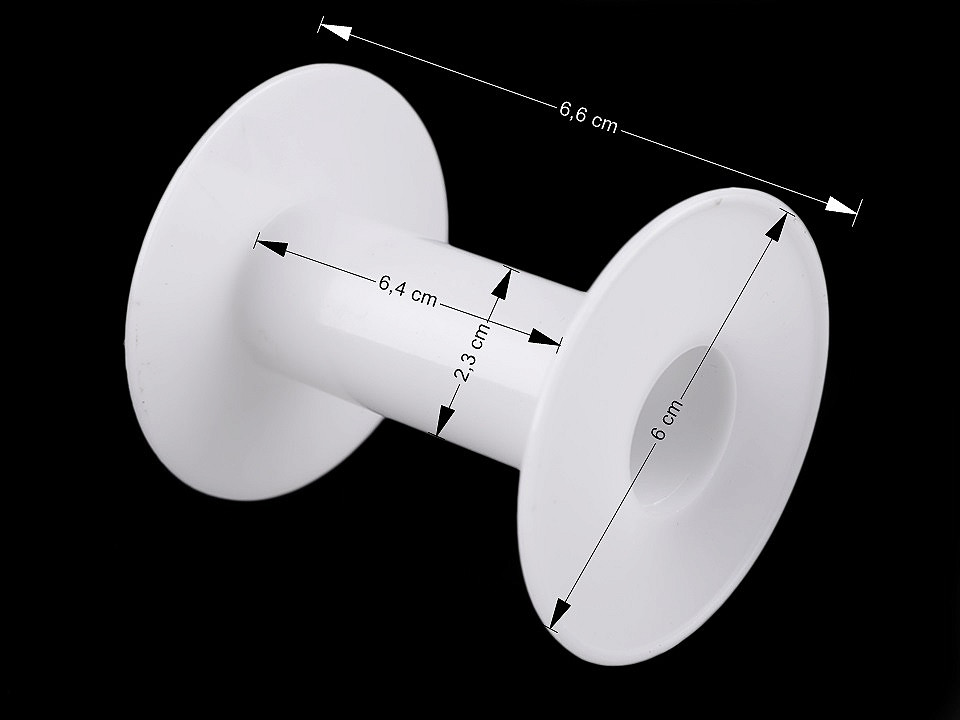 Bobină / Mosor din plastic 6x6,6 cm, albă, 20 buc