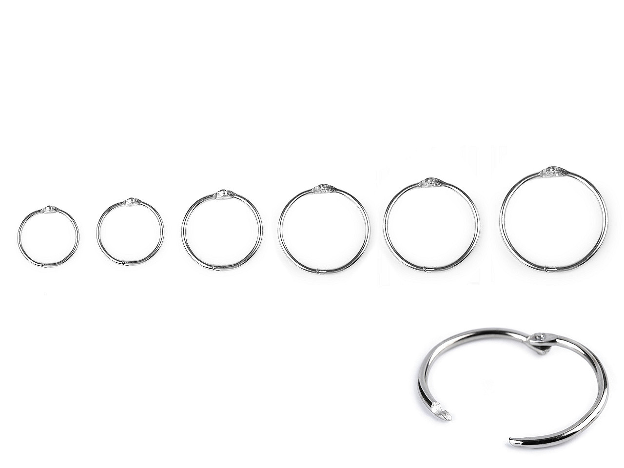 Rozpojovací / knihařský kroužek, střední, 1 (Ø35 mm) nikl