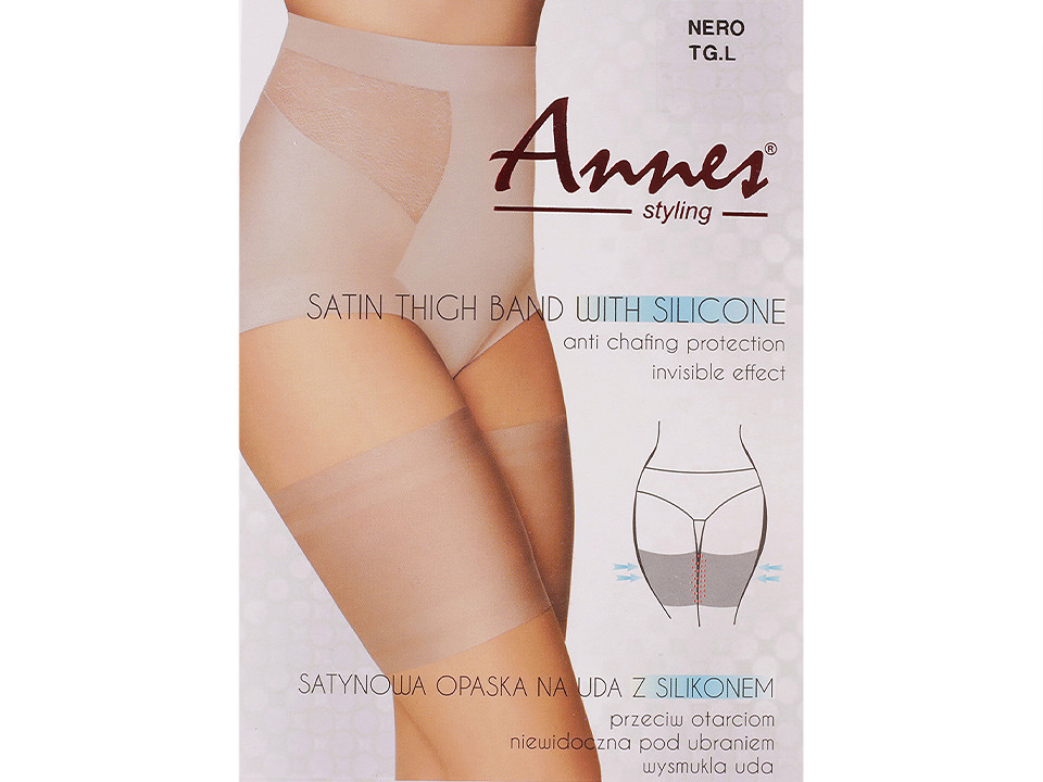 Self-adhesive anti-chafing thigh bands, L: 62 - 66 cm, black, 1 box