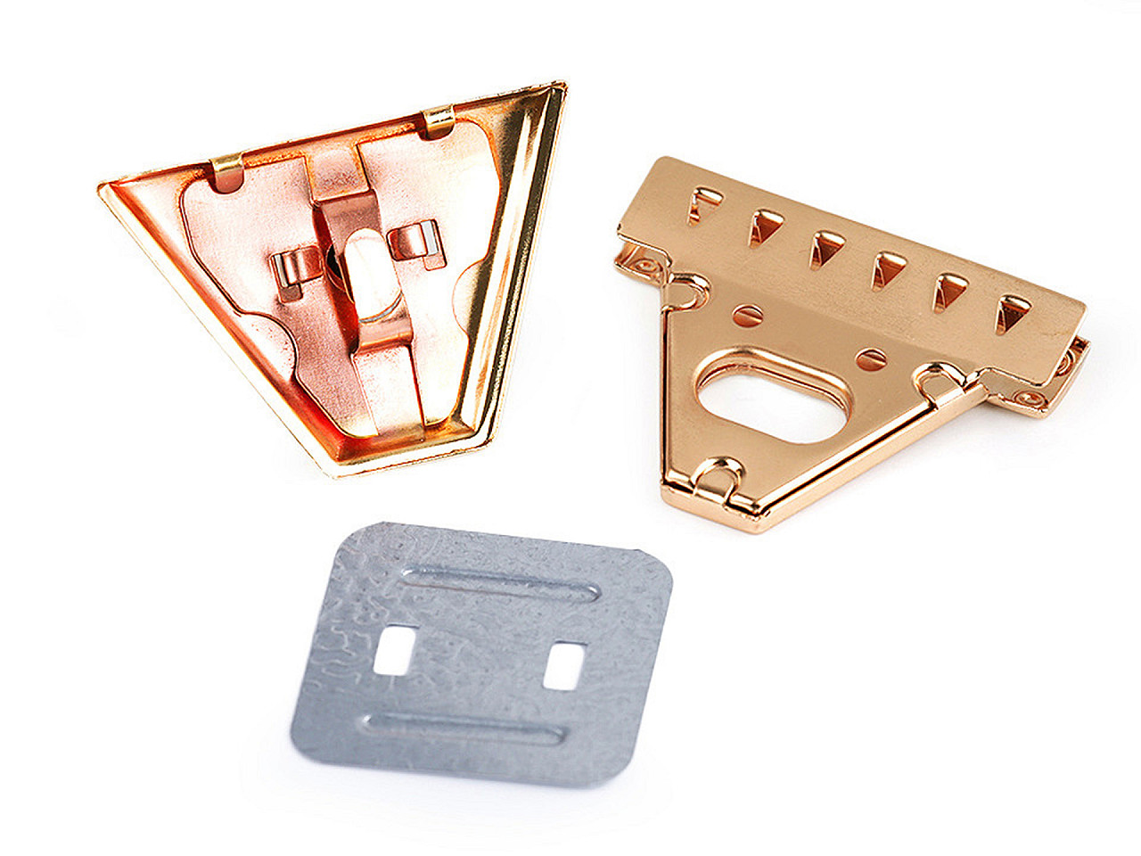 Sada zapínání na tašku 47x50 mm, střední, 1 růžové zlato