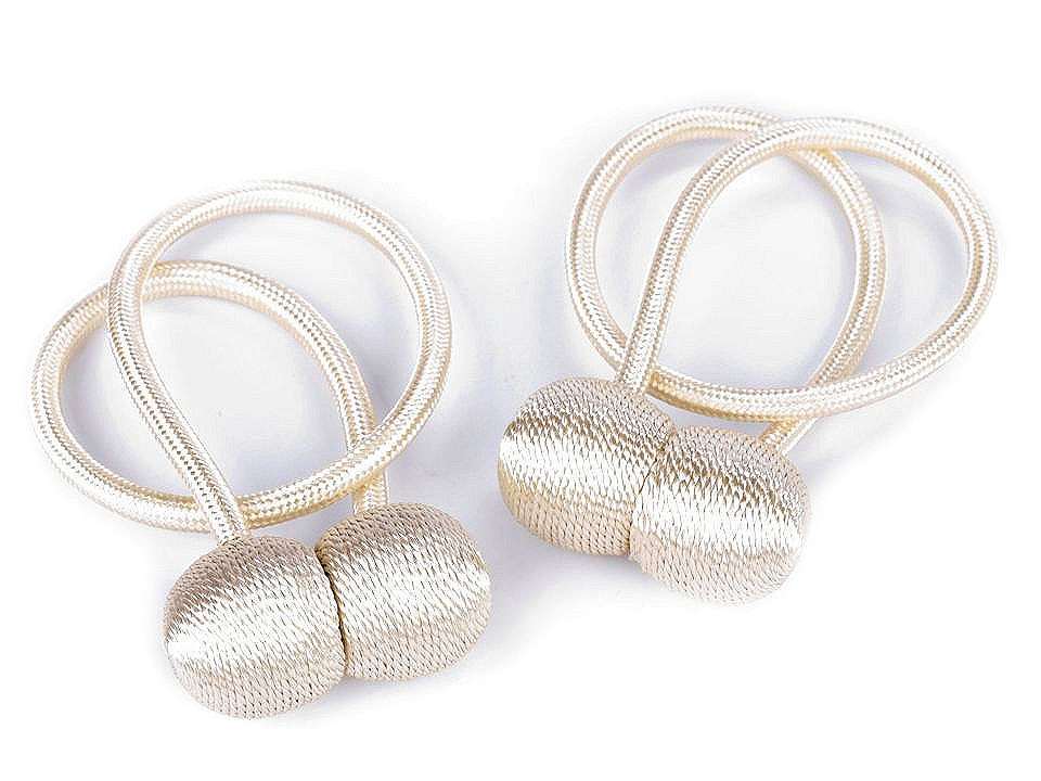 Decorative tie / curtain cord with magnet, cream, 2 pcs