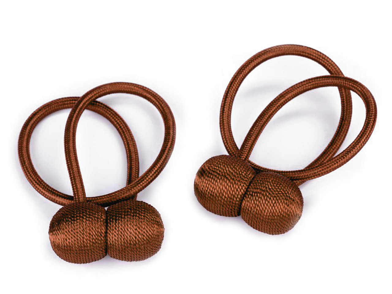 Decorative tie / curtain cord with magnet, cognac brown, 2 pcs