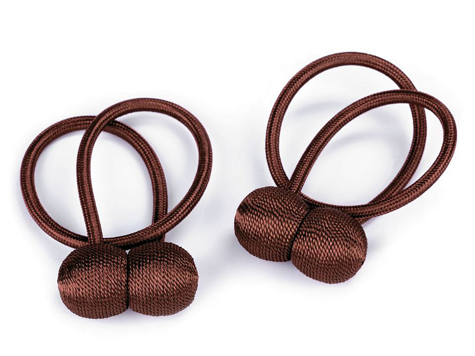 Decorative tie / curtain cord with magnet, brown, 2 pcs