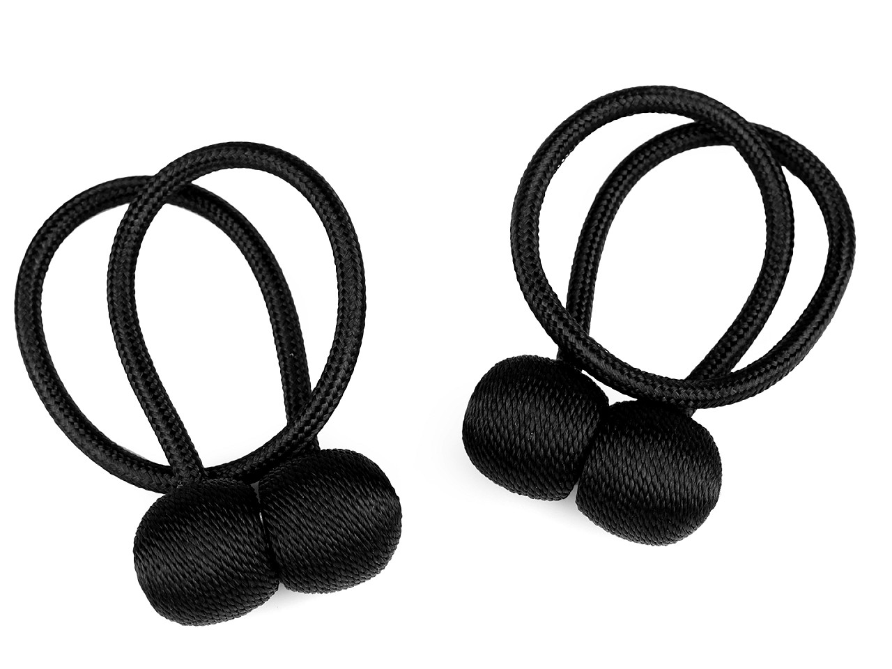 Decorative tie / curtain cord with magnet, black, 2 pcs