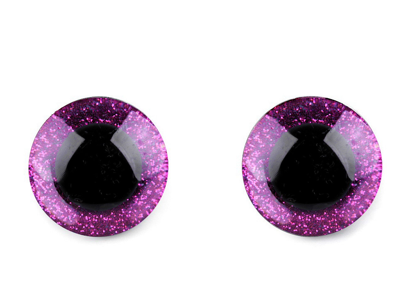 Glitter eyes with fuse Ø25 mm, purple-pink shade, 24 set