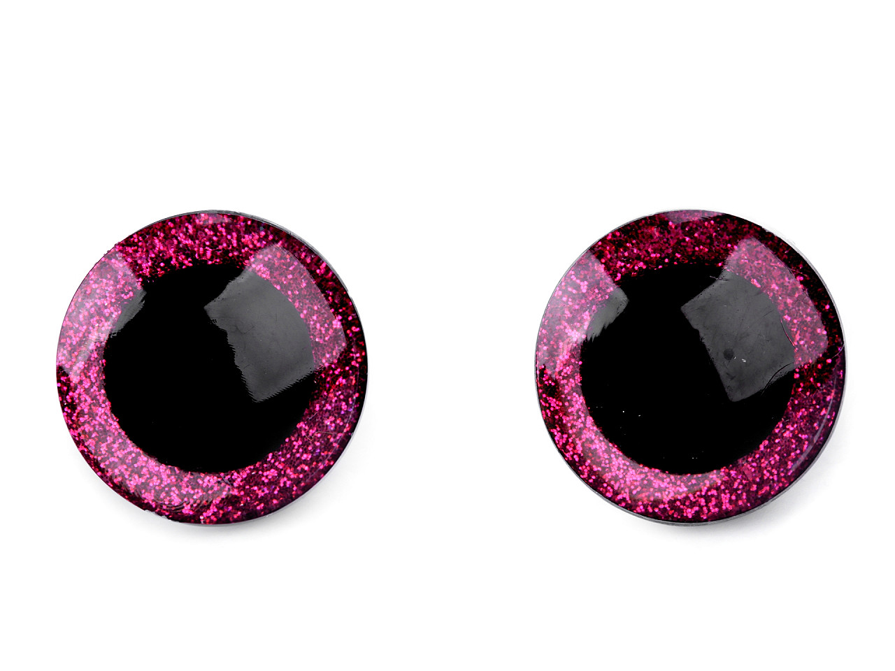 Glitter eyes with fuse Ø25 mm, pink, 24 set