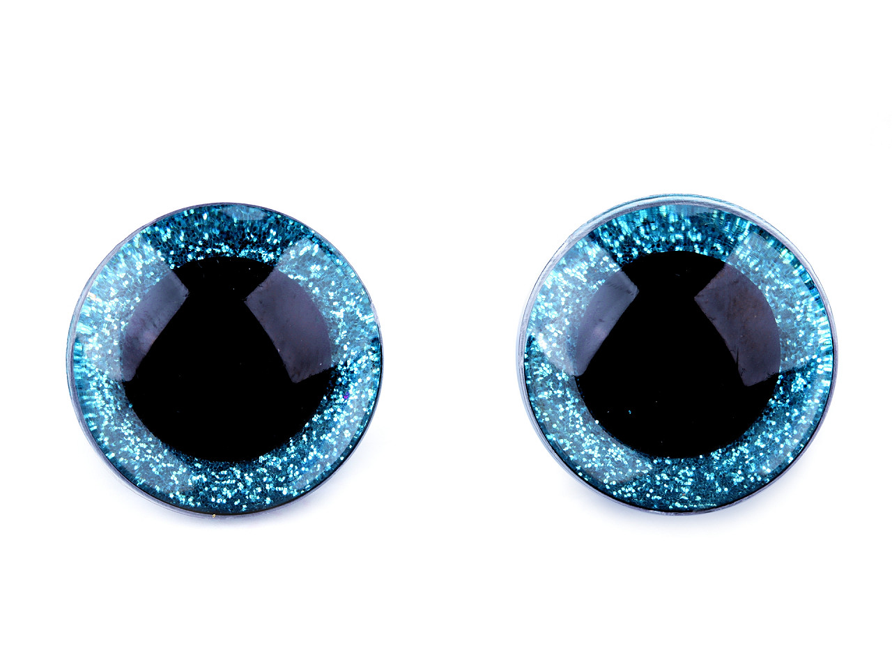 Glitter eyes with fuse Ø25 mm, blue, 24 set