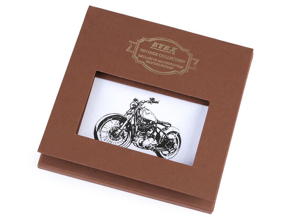 Herren-Taschentuch, Motorrad / Geschenkbox, weiß, 1 Stück