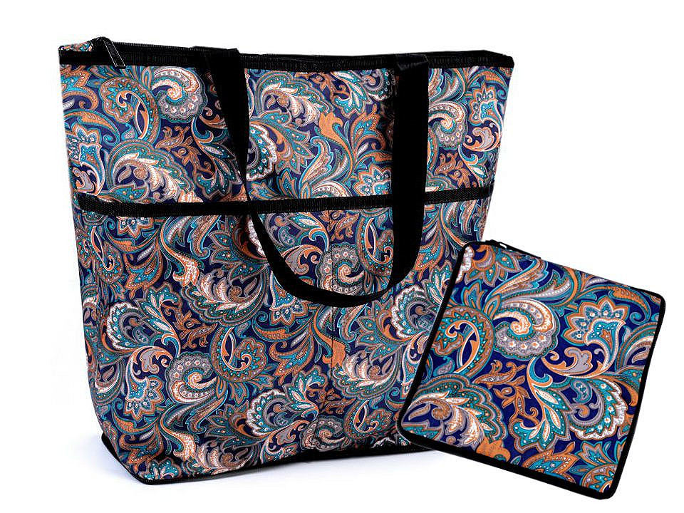 Faltbare Einkaufstasche mit Reißverschluss, robust, 38 x 44 cm, Berliner Blau, 1 Stück