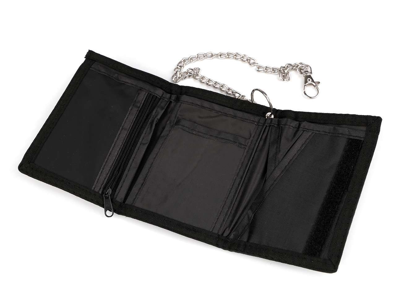 Textile wallet with chain, green, 1 pc