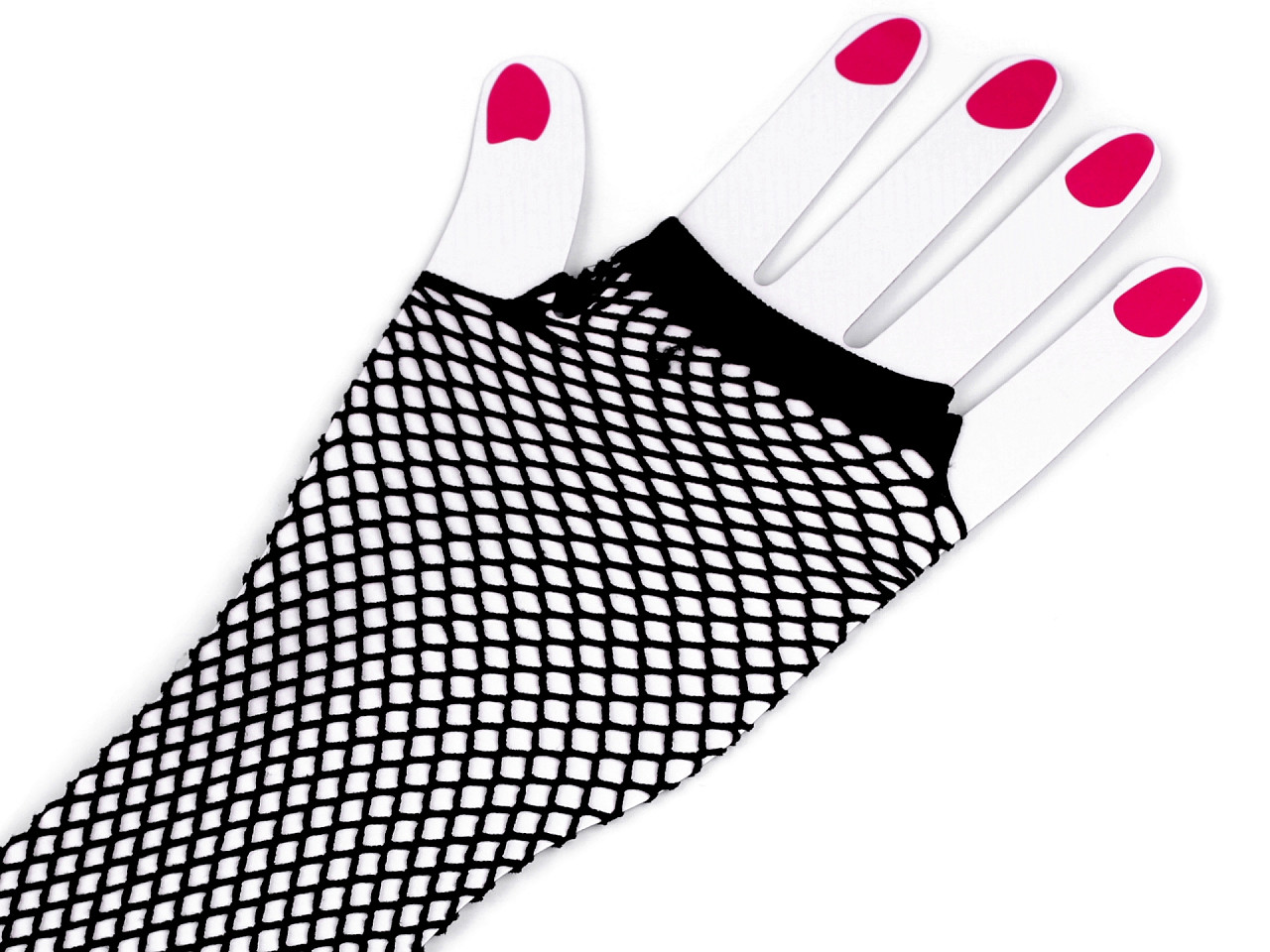 Long evening fishnet gloves, fingerless, black, 1 pair