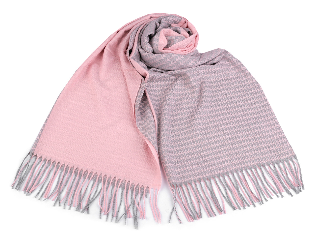 Zimní šála / pléd s třásněmi 65x180 cm, střední, 22 šedá černá