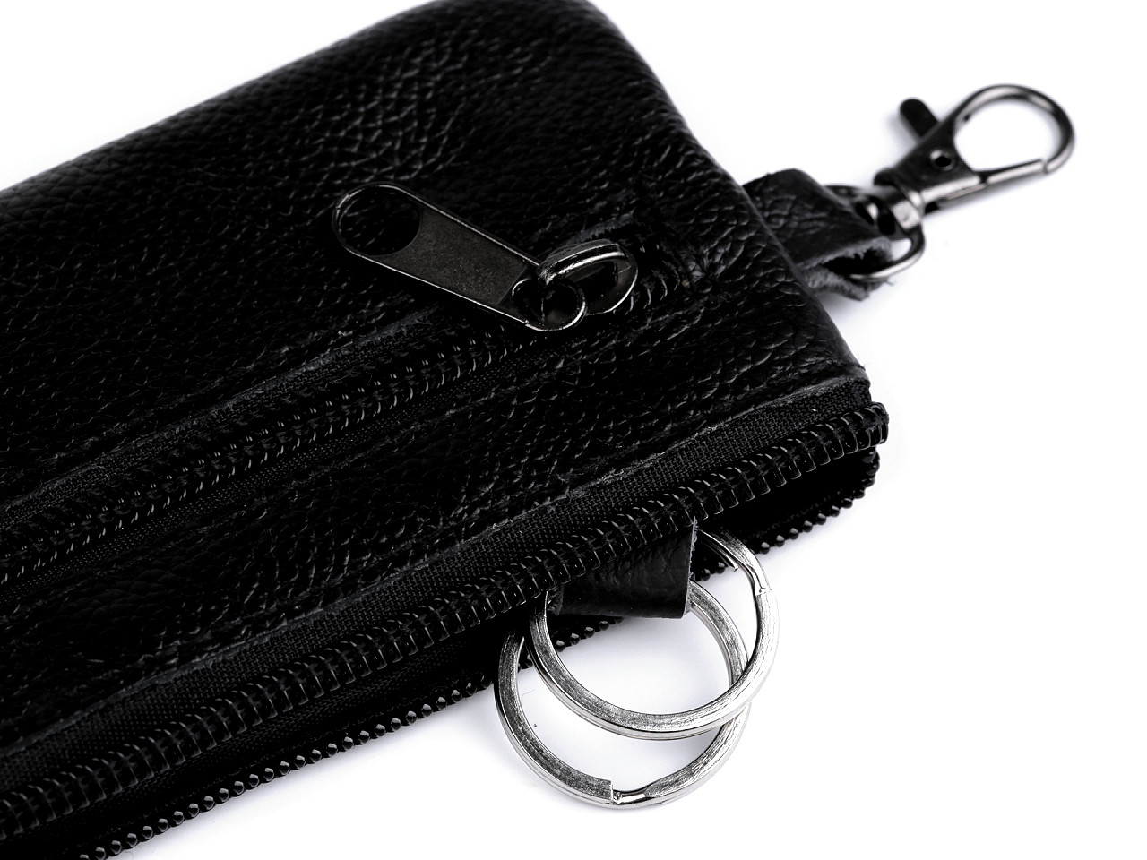 Breloc/portofel mic, din piele, 7x13 cm, negru, 1 buc
