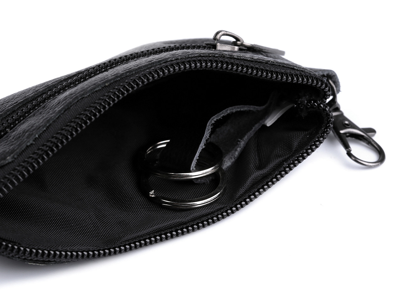 Breloc/portofel mic, din piele, 7x13 cm, negru, 1 buc