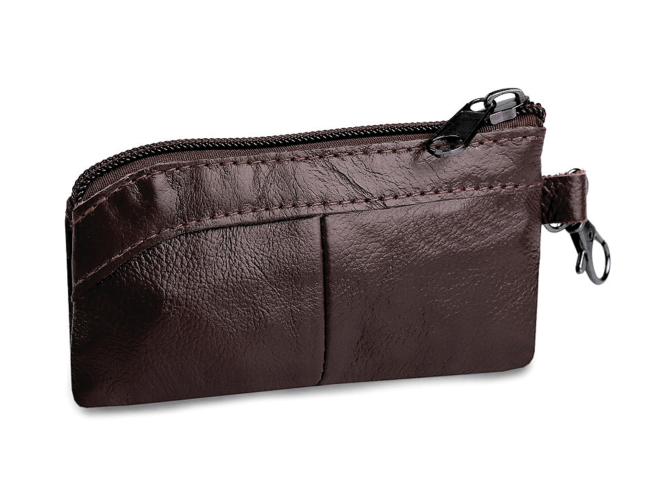 Breloc/portofel mic, din piele, 7x13 cm, maro ciocolatiu, 1 buc