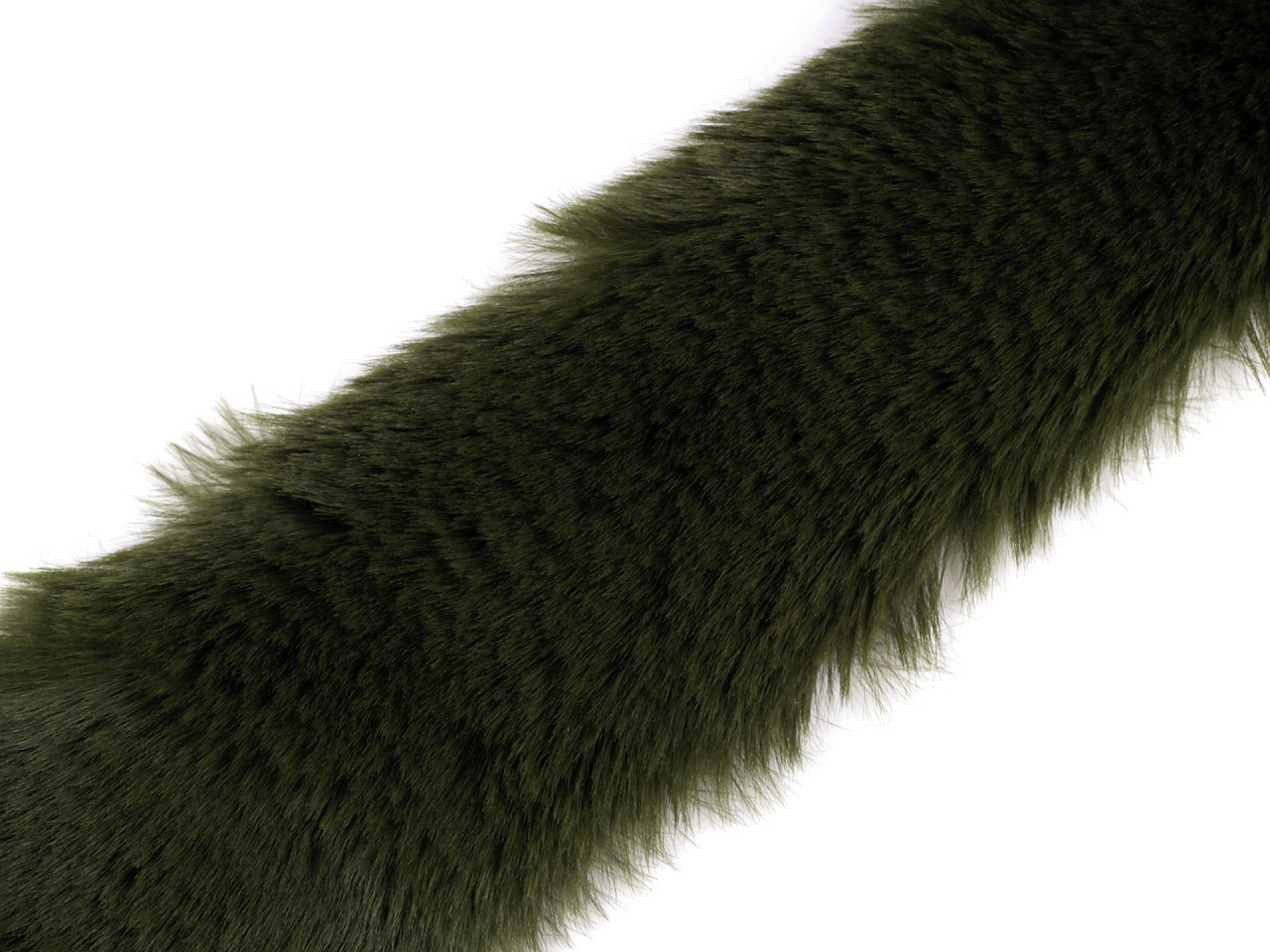 Sew-on clothing / decorative fur, width 5 cm, dark olive, 1 pc