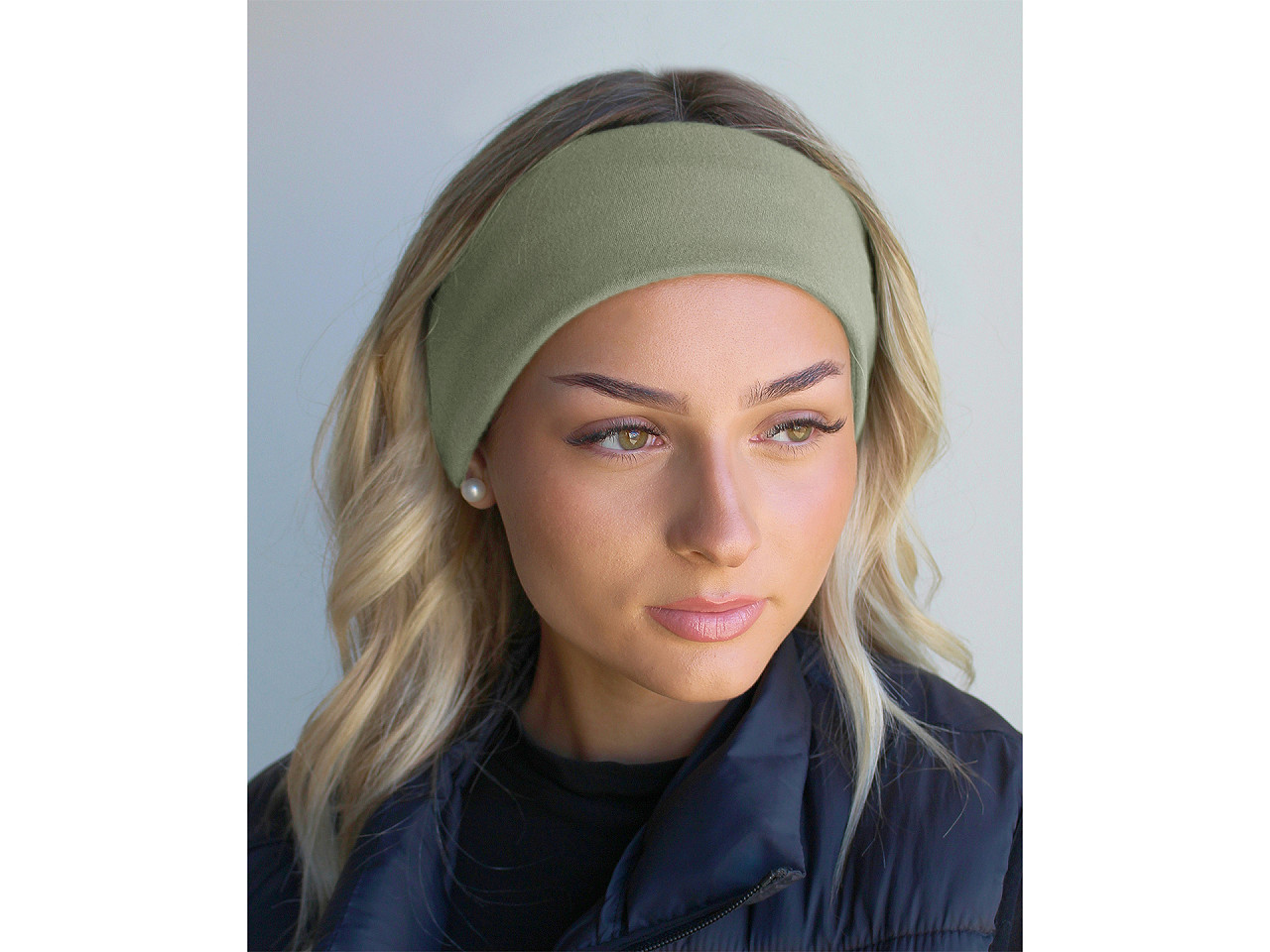 Dámská / dívčí čelenka soft fleece, velké, 7 olivová zeleň