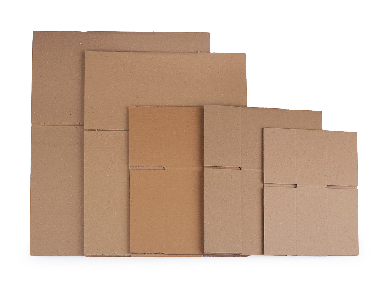 Set cutii de carton - mix de cinci dimensiuni, maro natural, 1 set