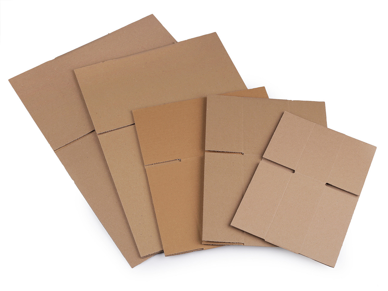 Set cutii de carton - mix de cinci dimensiuni, maro natural, 1 set
