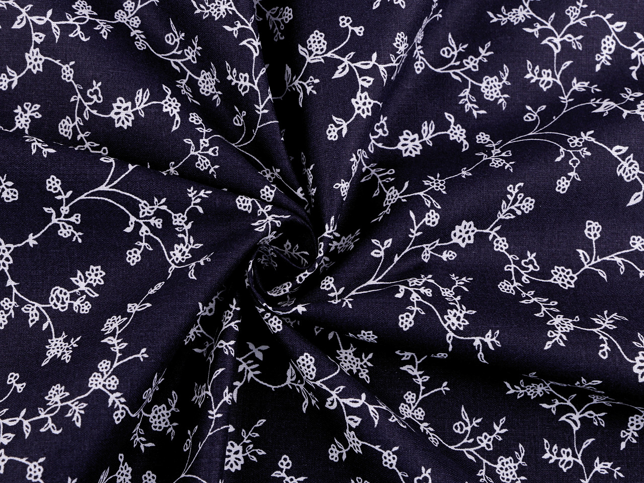 Bavlněná látka květy, střední, 5 černá