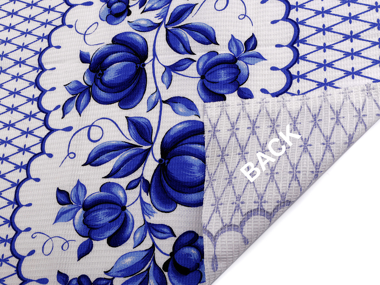 Bavlněné vaflové piké květy, střední, 2 modrá