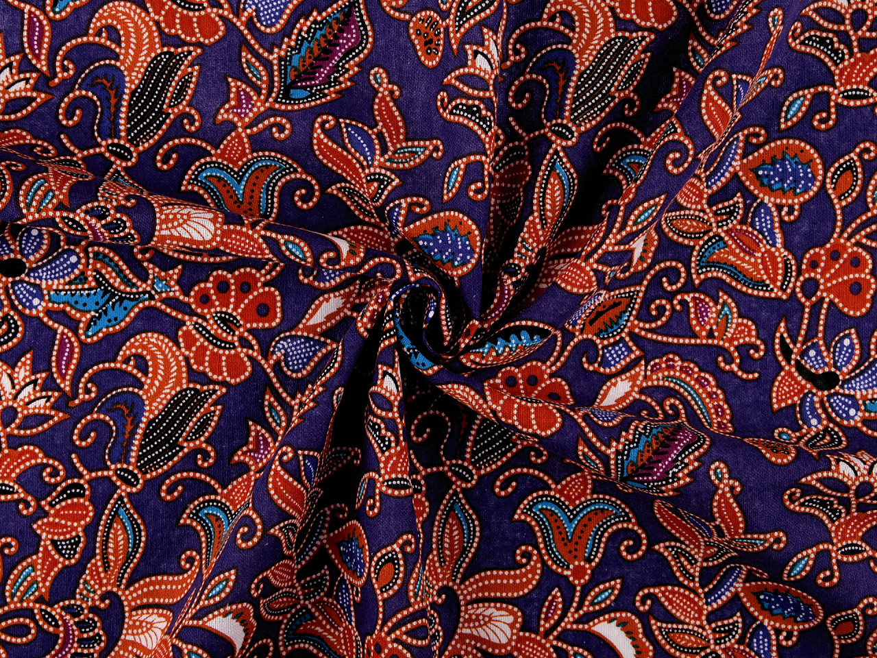 Bavlněná látka / plátno orientální, střední, 4 černá