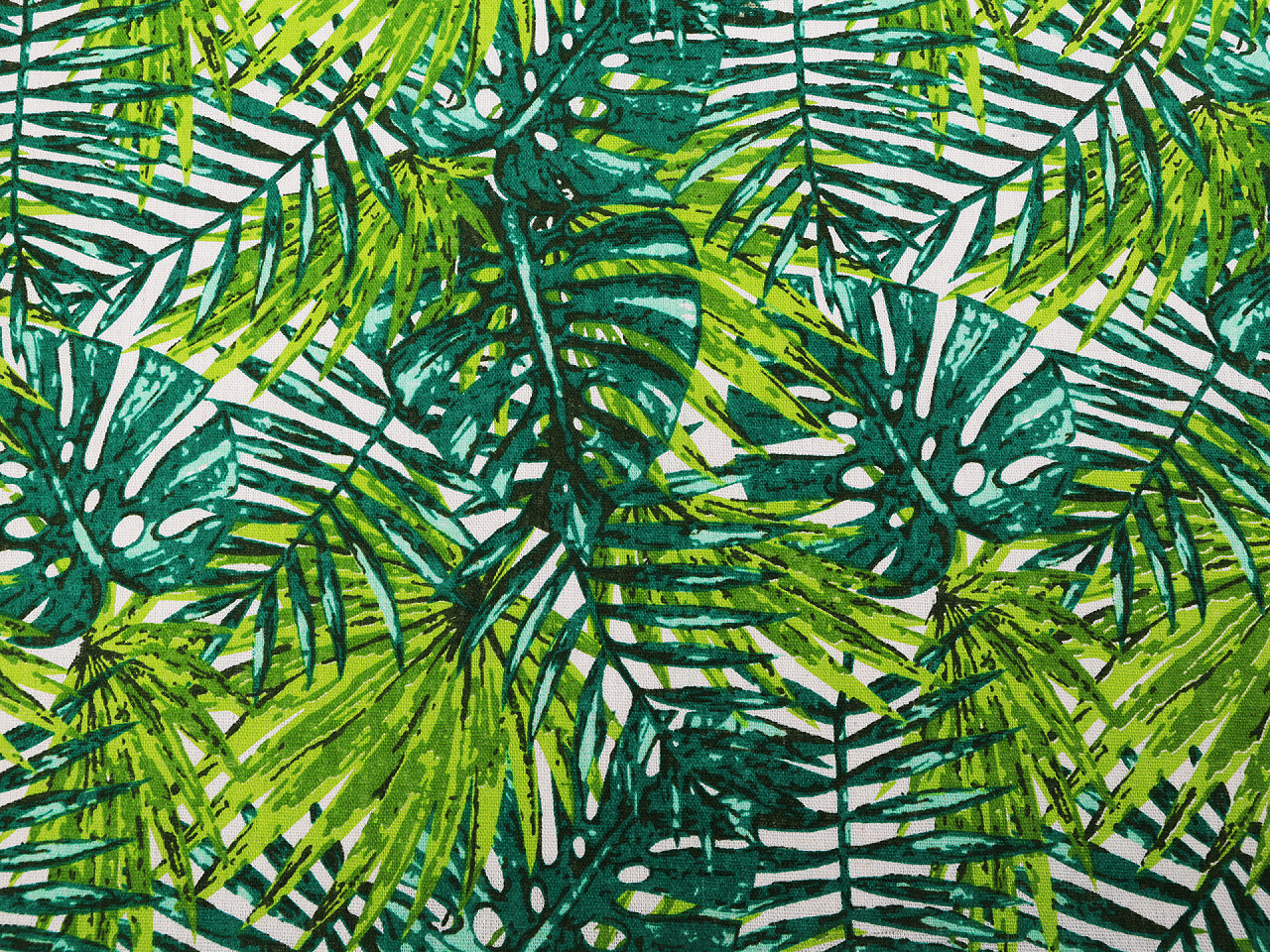 Bavlnená metráž / imitácia ľanu hrubšia, monstera