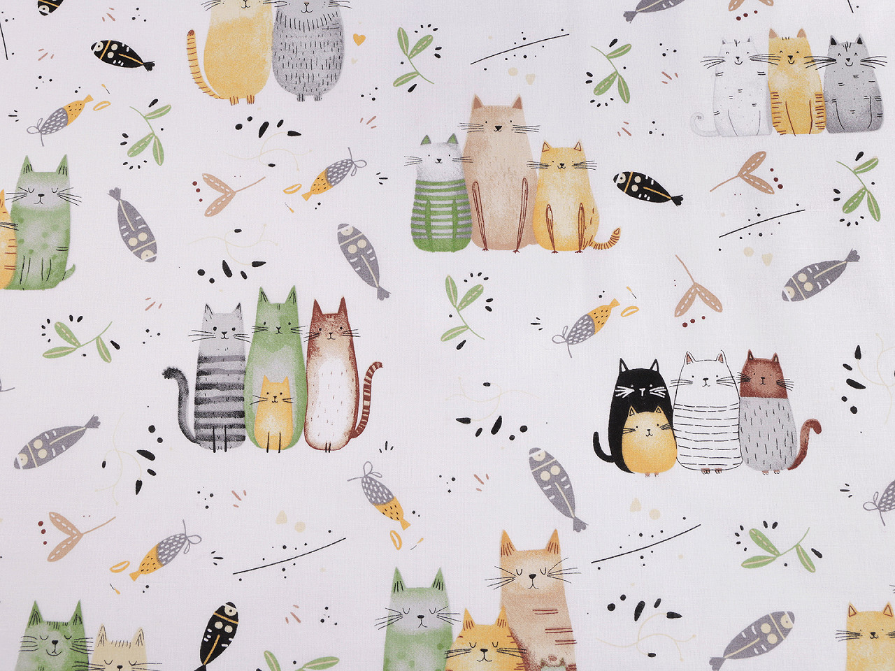 Bavlněná látka / plátno kočky, střední, 5 1001t bílá růžová světlá