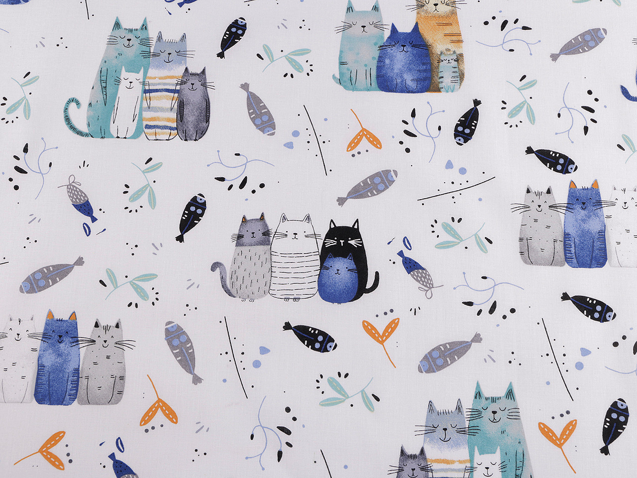 Bavlněná látka / plátno kočky, střední, 5 1001t bílá růžová světlá