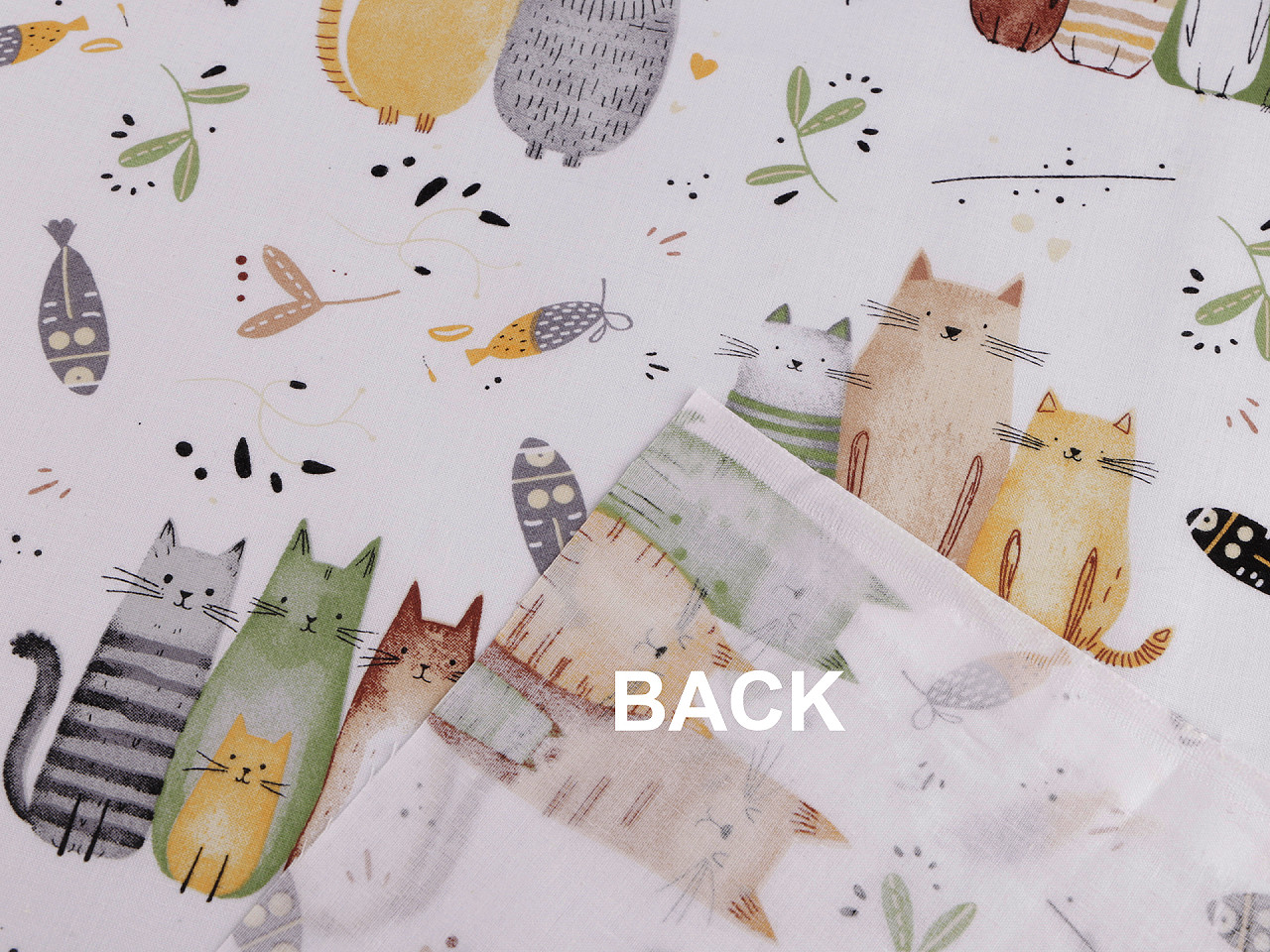 Bavlněná látka / plátno kočky, střední, 5 1001t bílá růžová světlá