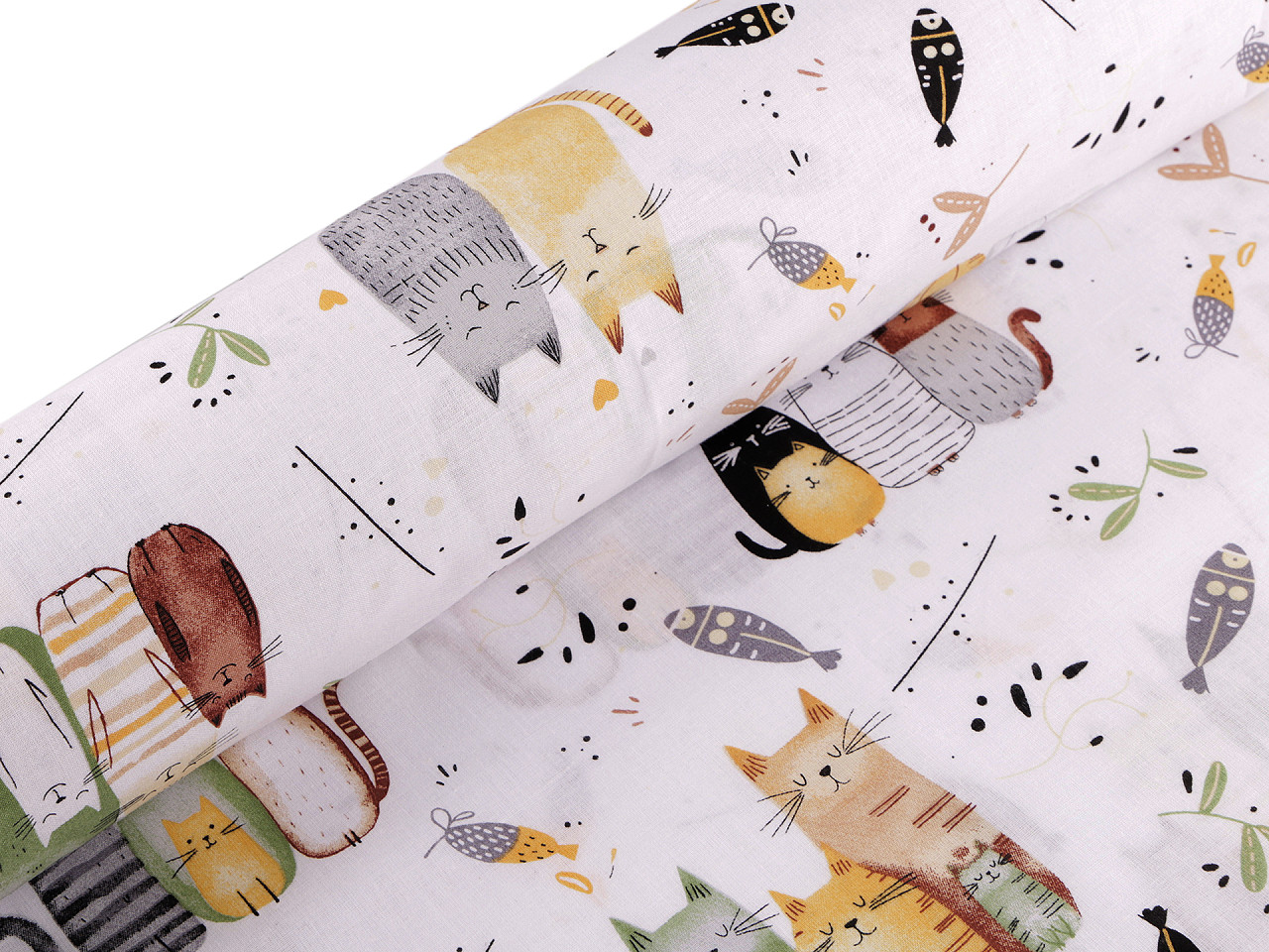 Bavlněná látka / plátno kočky, střední, 5 1001t bílá růžová světlá