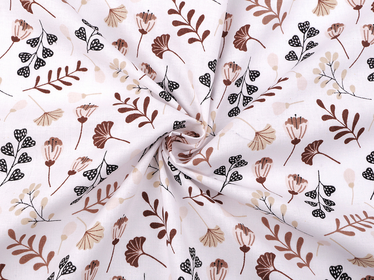 Bavlněná látka / plátno květy a listy, střední, 1 (612) růžová sv.