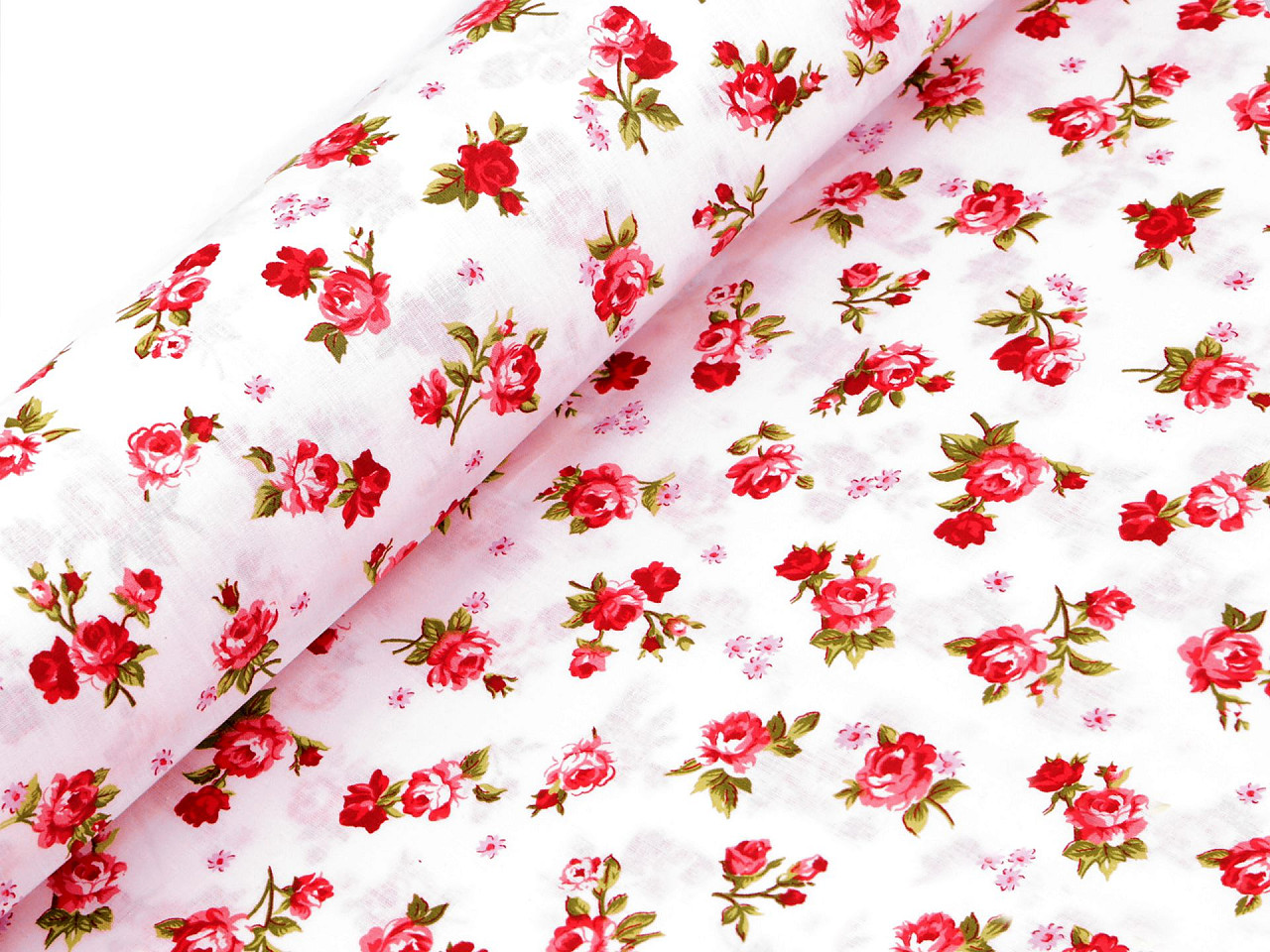 Bavlněná látka / plátno růže, střední, 2 (6) bílá šedá