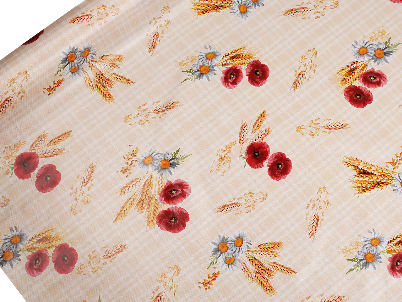 Ubrusovina PVC s textilním podkladem, střední, 40 béžová slunečnice