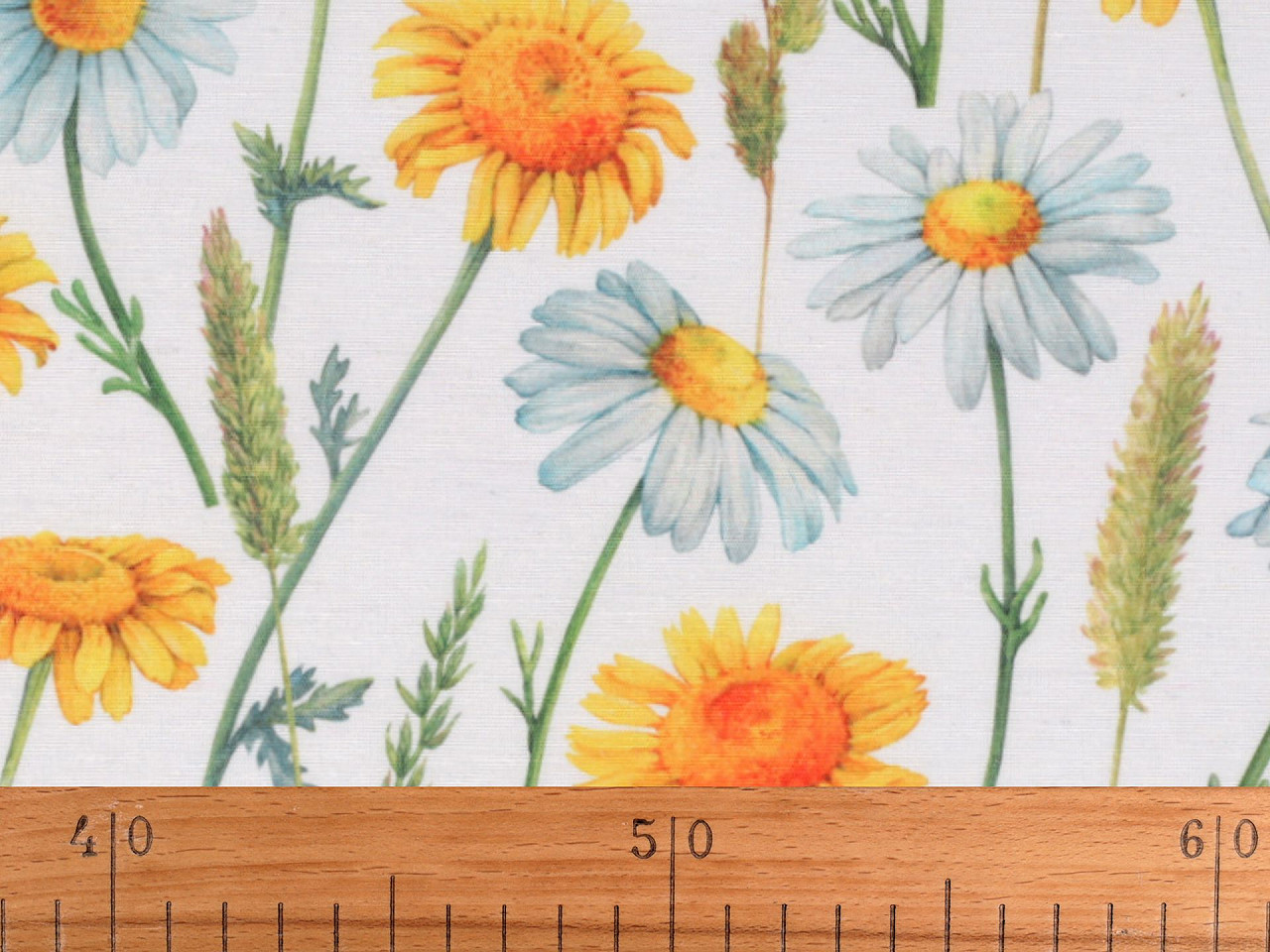 Dekorační látka Loneta květy, střední, (84) bílá přírodní