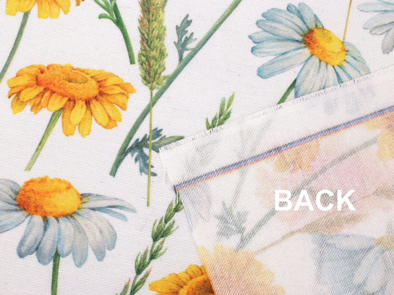 Dekorační látka Loneta květy, střední, (84) bílá přírodní