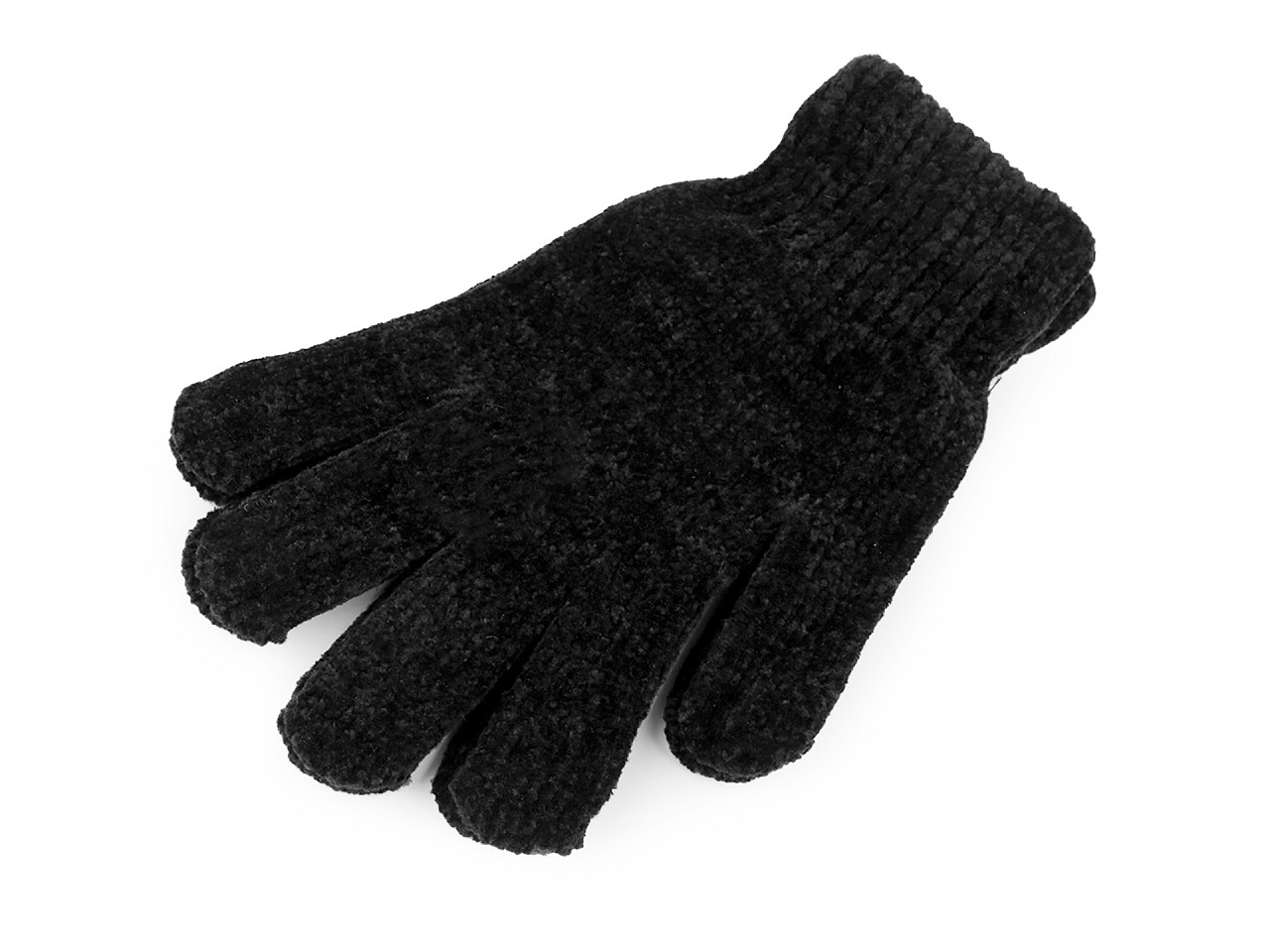 Mănuși din catifea pentru femei/fete, negre, 1 pereche