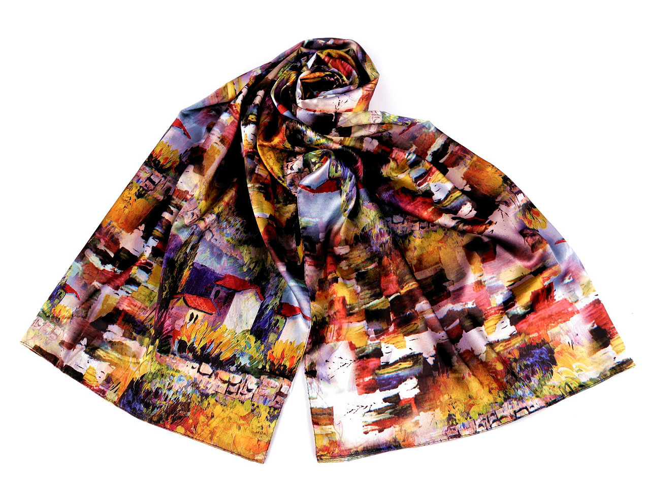 Satin scarf / shawl 70x165 cm, multicolor, 1 pc