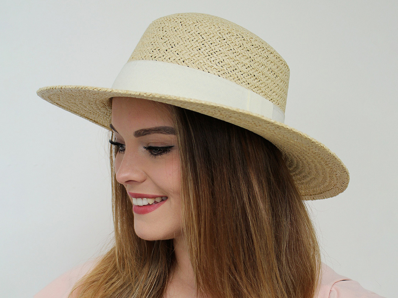 Pălărie de vară pentru femei / pălărie de paie, maro natural, 1 buc