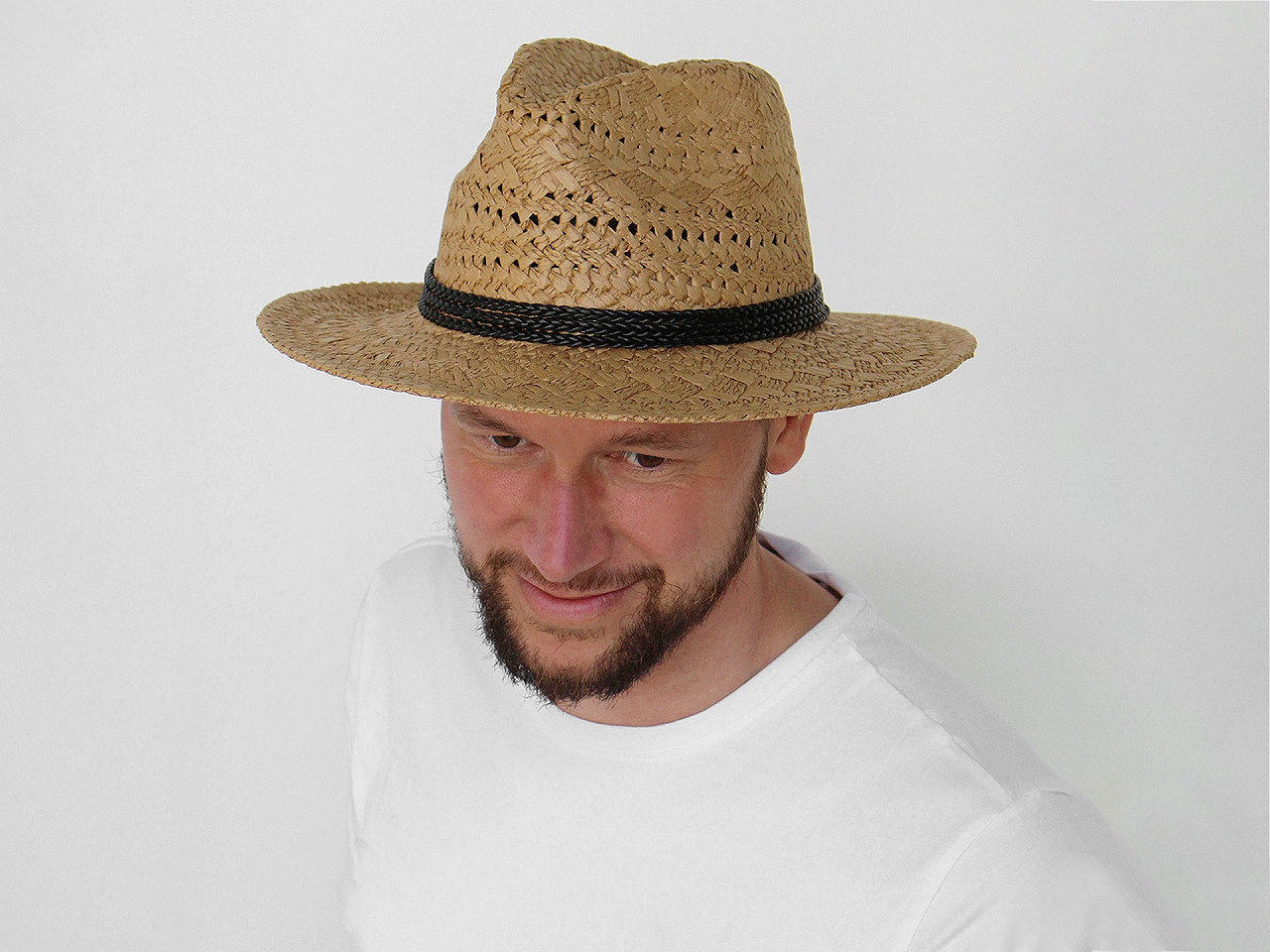 Summer hat / straw hat unisex, brown natural, 1 pc