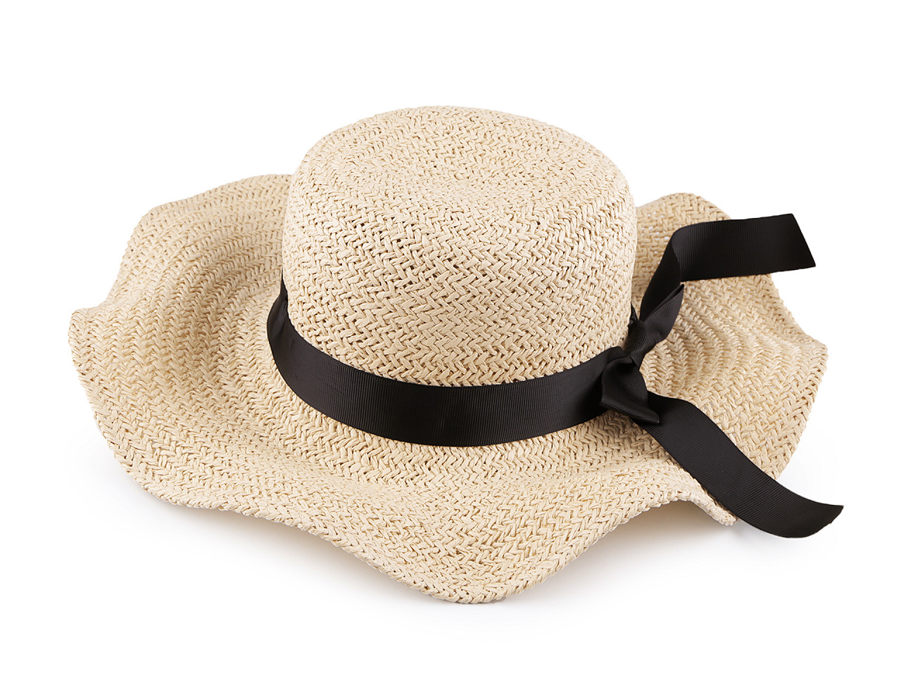 Pălărie de vară pentru femei / pălărie de paie, paie naturale, 1 buc.